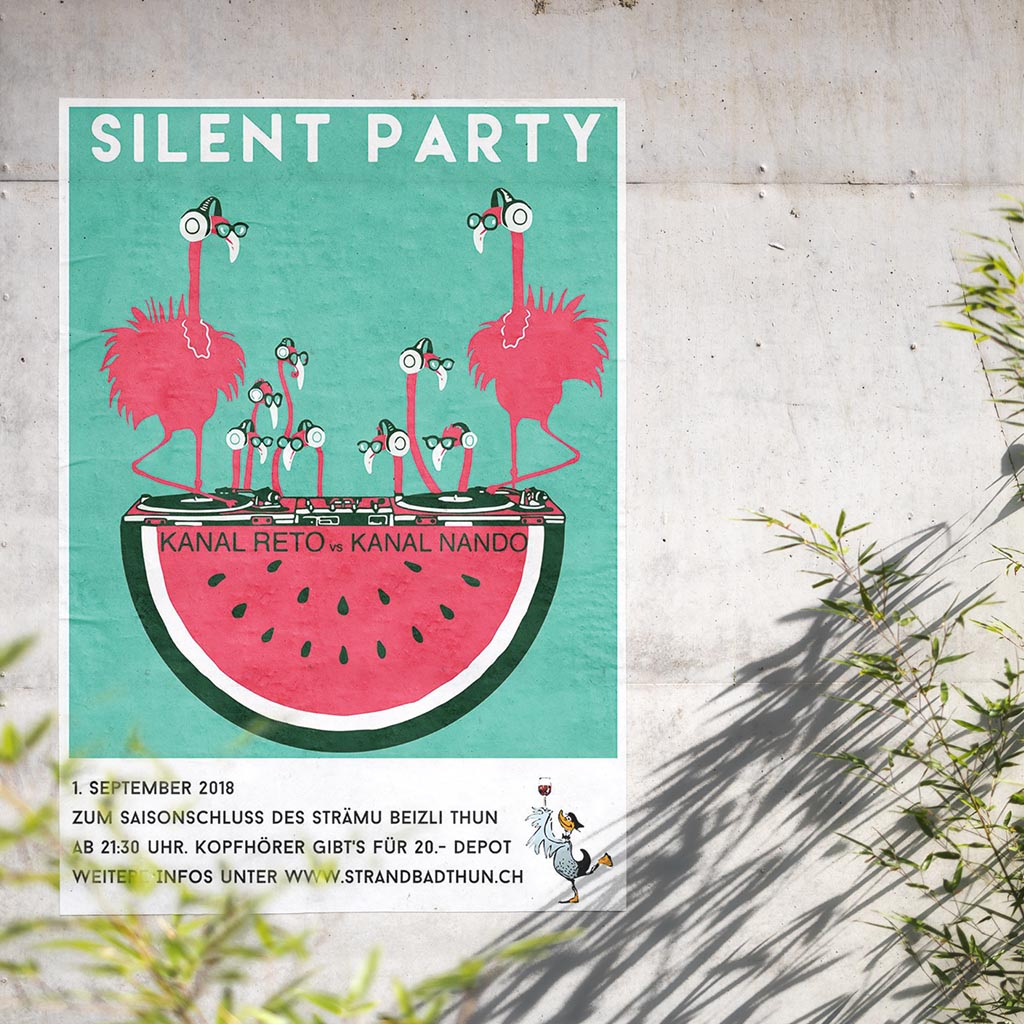 Plakat Silent Party Strämu Thun