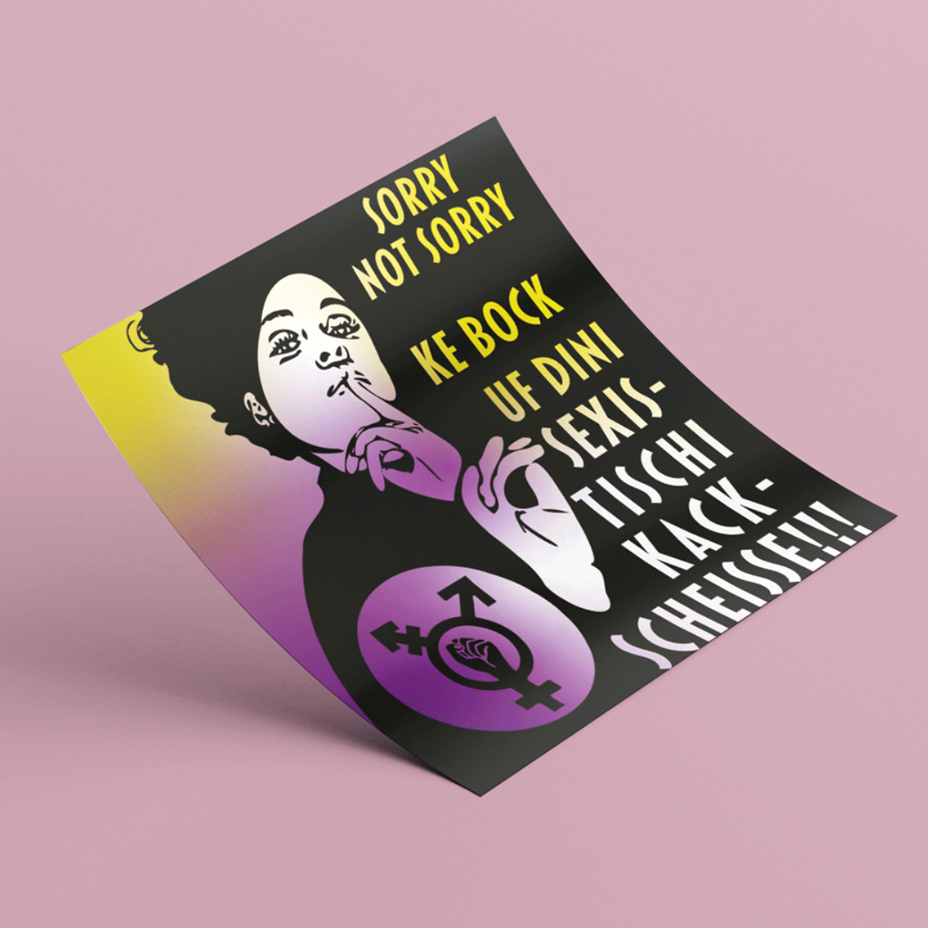 Feministischer Streik Schweiz Sticker Design Sexistische Kackscheisse